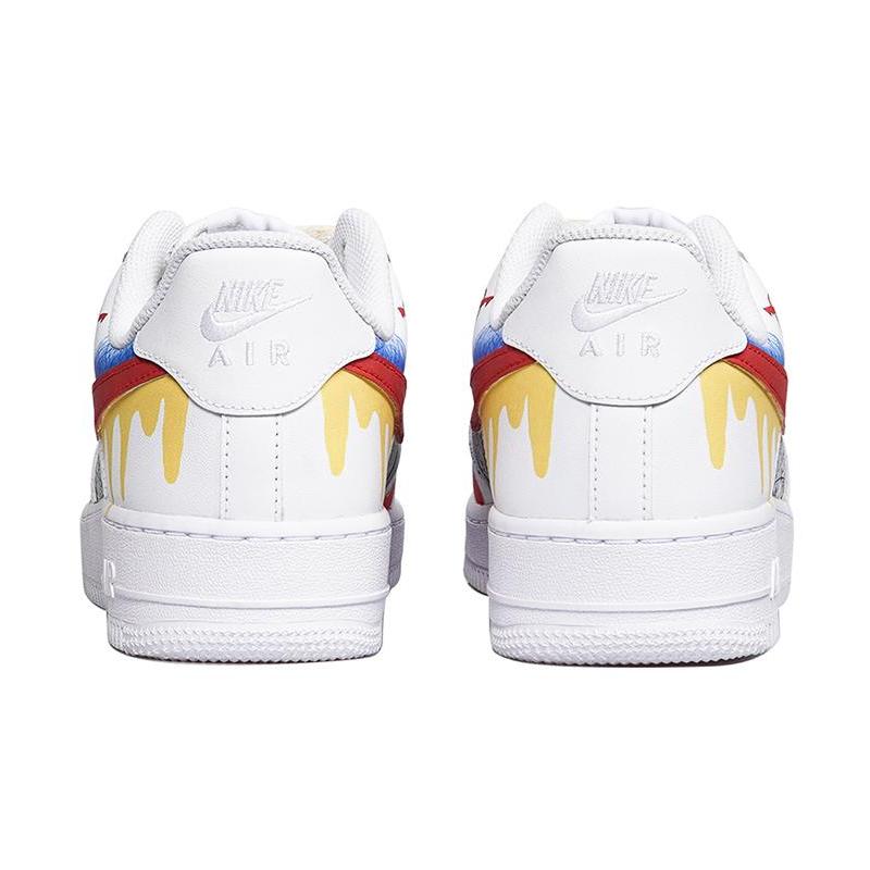 [Custom Women's street graffiti in red, yellow and blue]  Air Force 1 Skateboarding Shoes Women's Low-top White/Red/Yellow/Blue