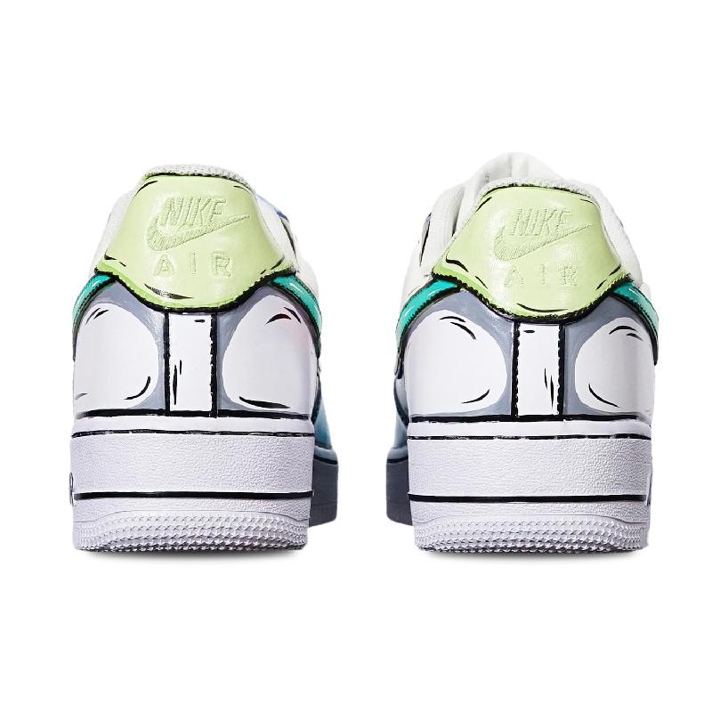 [Custom 2D red Purple Green]  Air Force 1 Skateboarding Shoes Women's Low-top White/Orange/Purple/Green