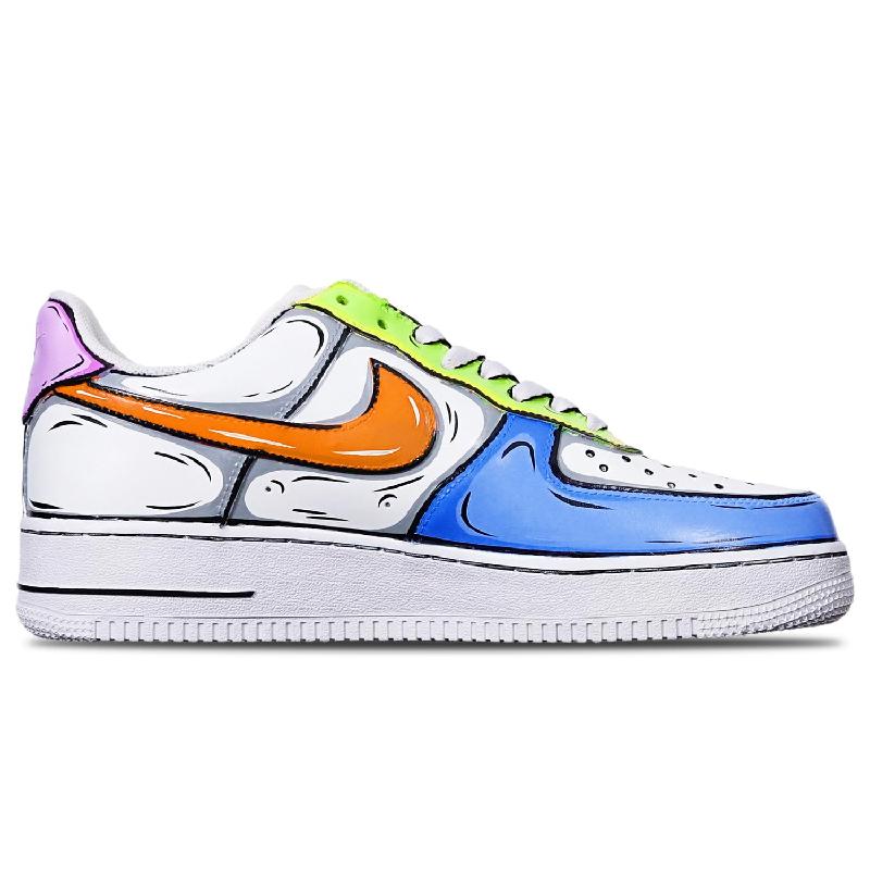 [Custom 2D blue Green Purple]  Air Force 1 Skateboarding Shoes Women's