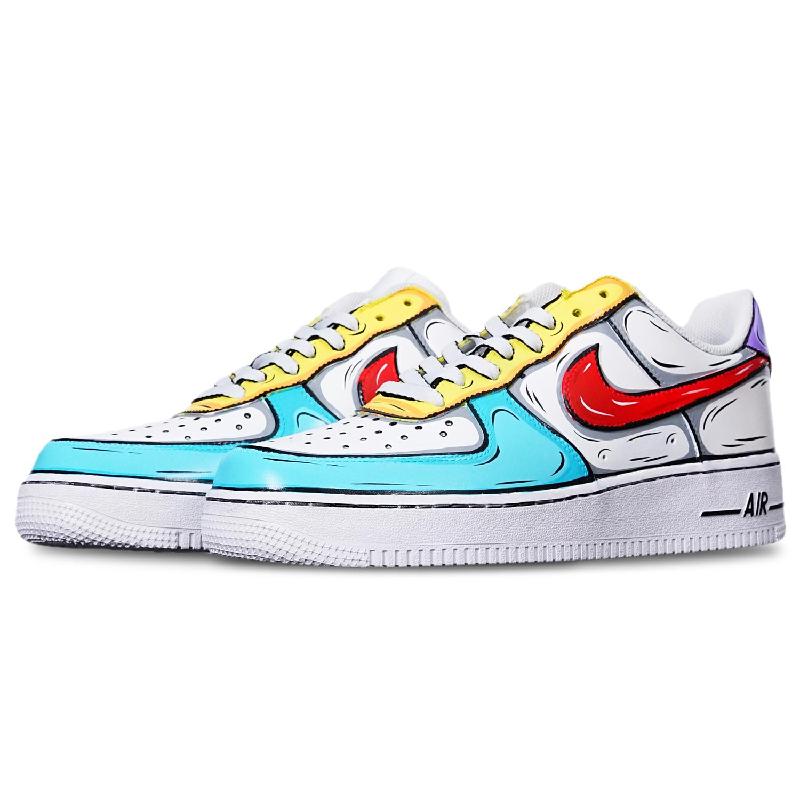 [Custom 2D blue Yellow Purple]  Air Force 1 Skateboarding Shoes Women's