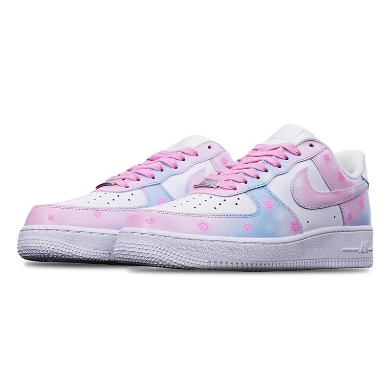 [Custom Women's Sakura]  Air Force 1 Skateboarding Shoes Women's Low-top Blue/pink