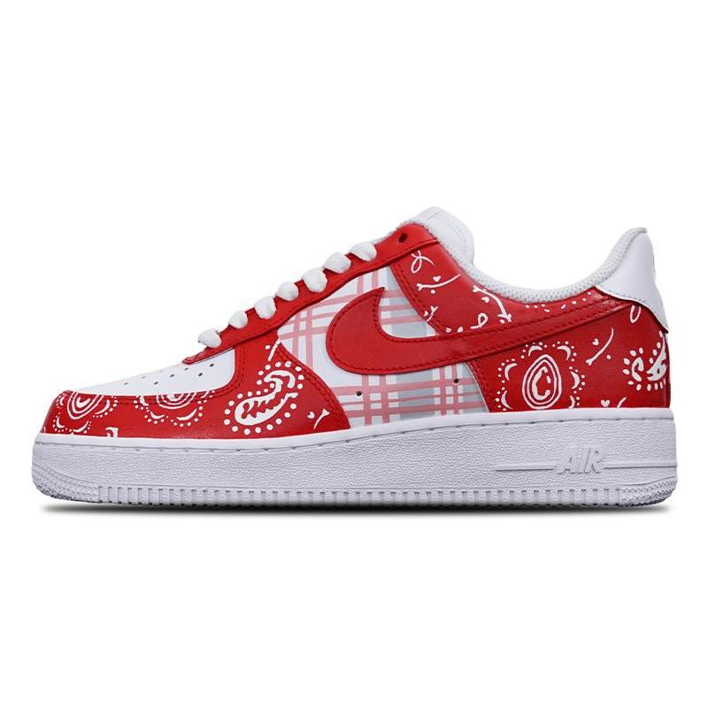 [Custom The checkered cashew fruit flowers are red]  Air Force 1 Skateboarding Shoes Women's