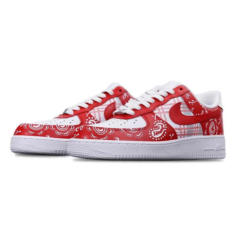 [Custom The checkered cashew fruit flowers are red]  Air Force 1 Skateboarding Shoes Women's
