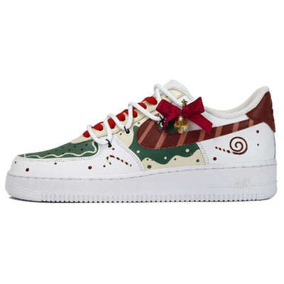 [Custom Peace and good fortune, white and green]  Air Force 1 Skateboarding Shoes Women's Low-top White/green