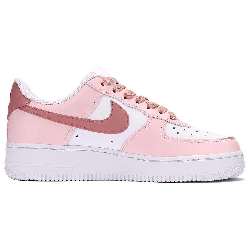 [Custom The time of love is pink and white]  Air Force 1 Skateboarding Shoes Women's Low-top Pink/white