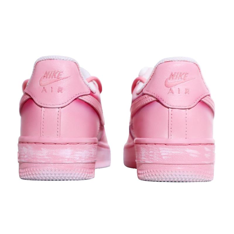 [Custom Pink Smudge ]  Air Force 1 Skateboarding Shoes Women's Low-top Pink, White