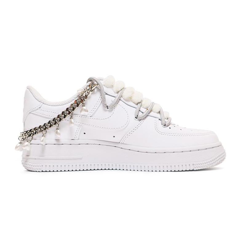 [Custom Christmas blue diamond-shaped pearl women's edition]  Air Force 1 Skateboarding Shoes Women's