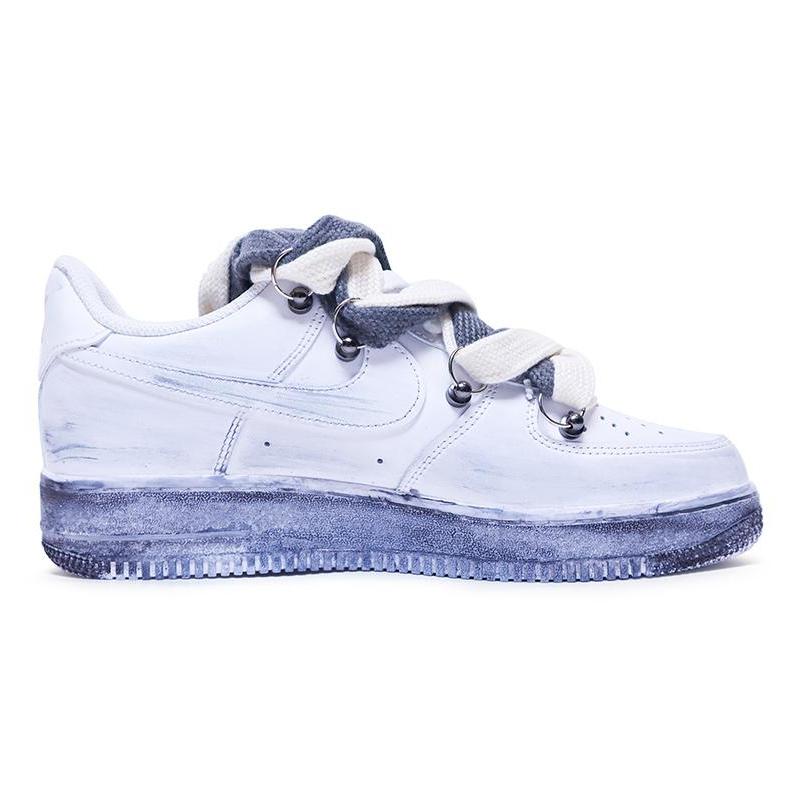 [Custom A female six-pointed star]  Air Force 1 Skateboarding Shoes Unisex Low-top Gray