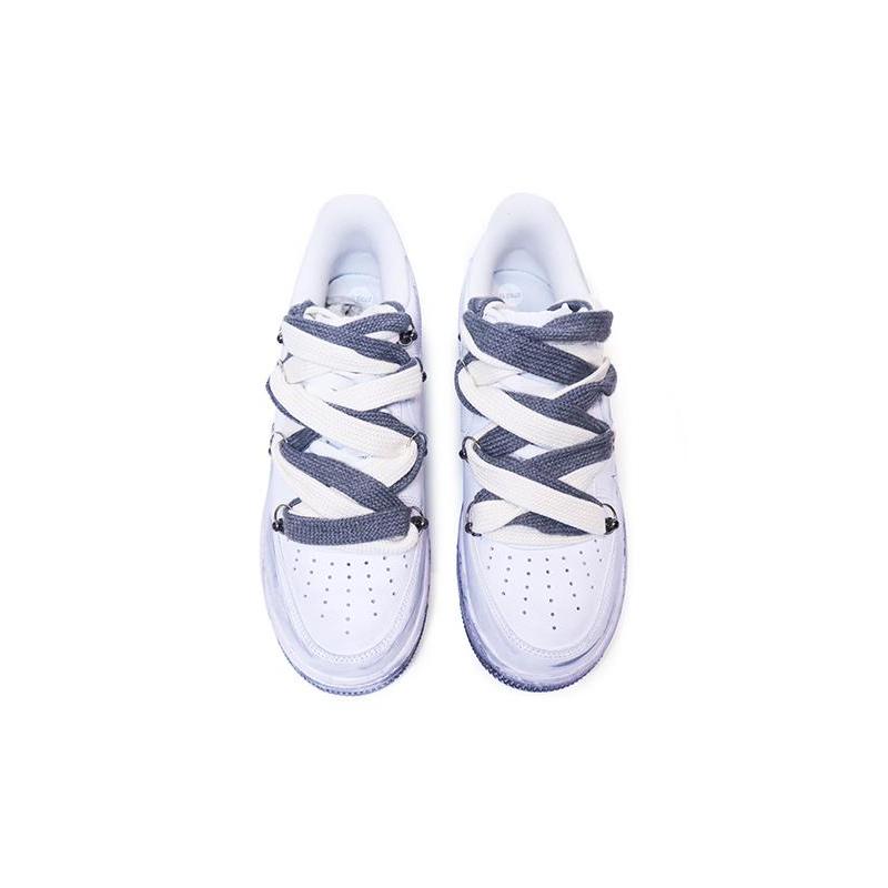 [Custom A female six-pointed star]  Air Force 1 Skateboarding Shoes Unisex Low-top Gray