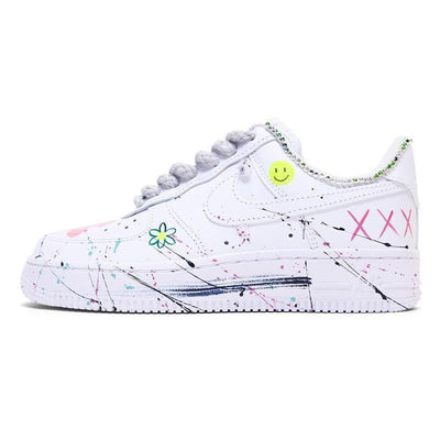 [Custom Artistic painting of small daisies for women]  Air Force 1 Skateboarding Shoes Women's Low-top Multicolor