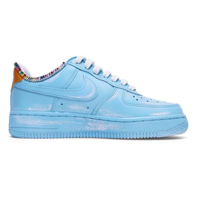 [Custom Women's graffiti diamond-encrusted design sense]  Air Force 1 Skateboarding Shoes Women's Low-top Blue/Orange