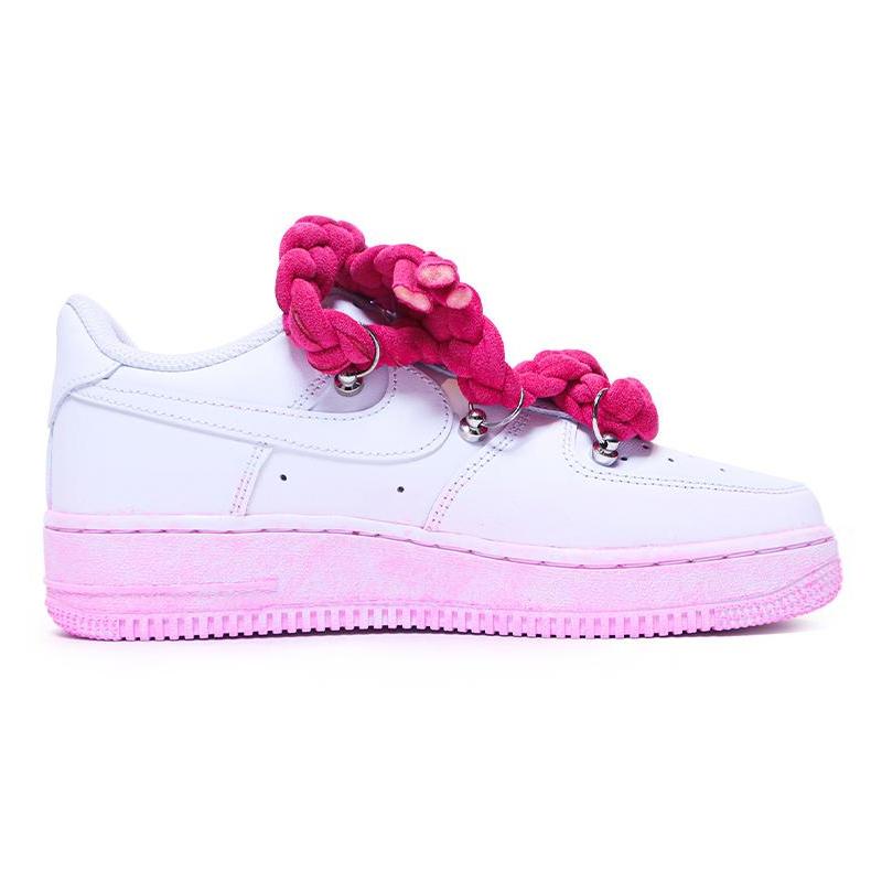 [Custom Women's gradient pink dye]  Air Force 1 Skateboarding Shoes Women's Low-top White/powder