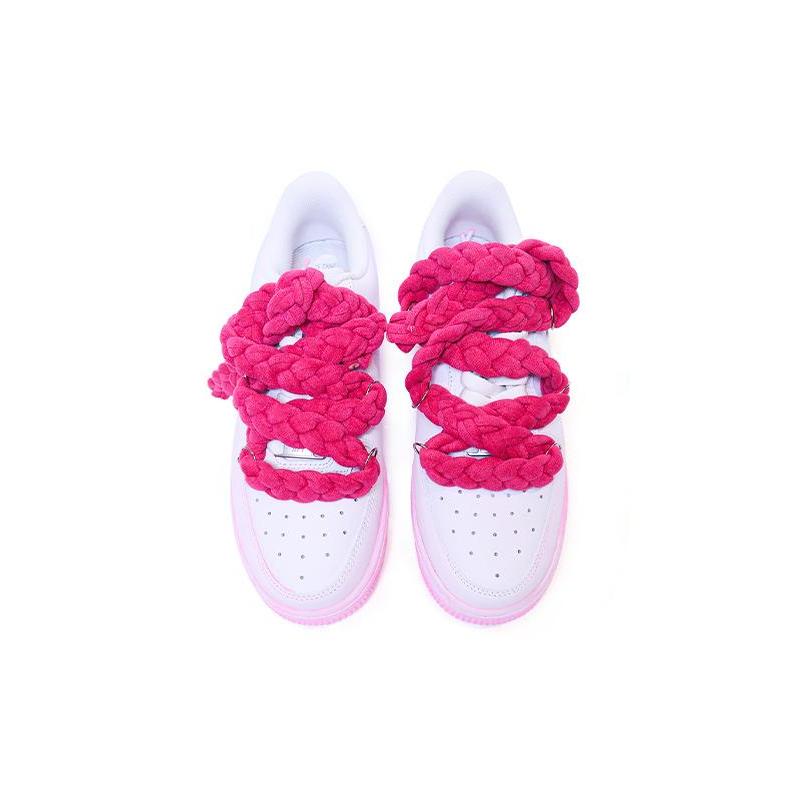 [Custom Women's gradient pink dye]  Air Force 1 Skateboarding Shoes Women's Low-top White/powder