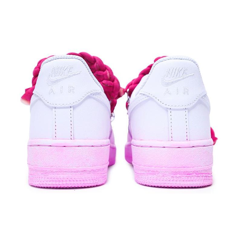 [Custom Women's gradient pink dye]  Air Force 1 Skateboarding Shoes Women's Low-top White/powder