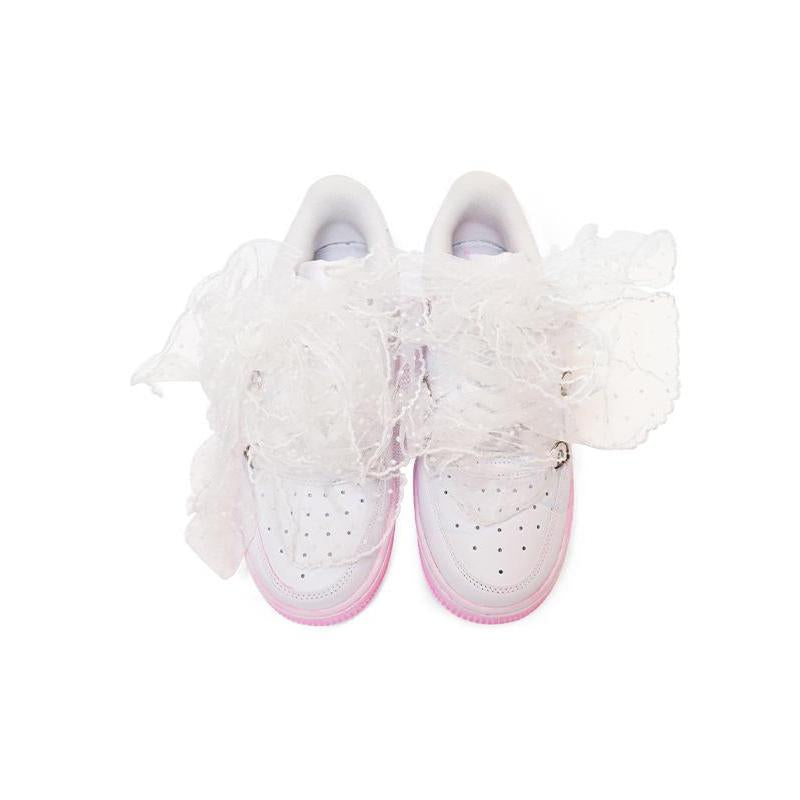 [Custom Women's heart-shaped escape sneakers]  Air Force 1 Skateboarding Shoes Women's Low-top Pink/white