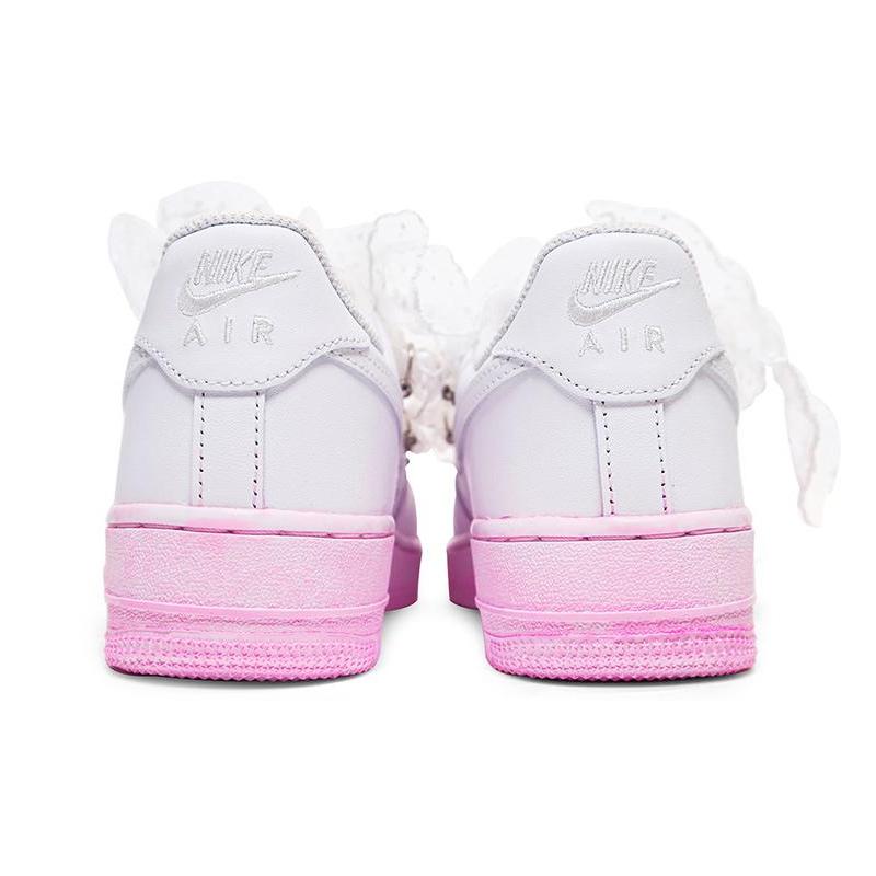 [Custom Women's heart-shaped escape sneakers]  Air Force 1 Skateboarding Shoes Women's Low-top Pink/white
