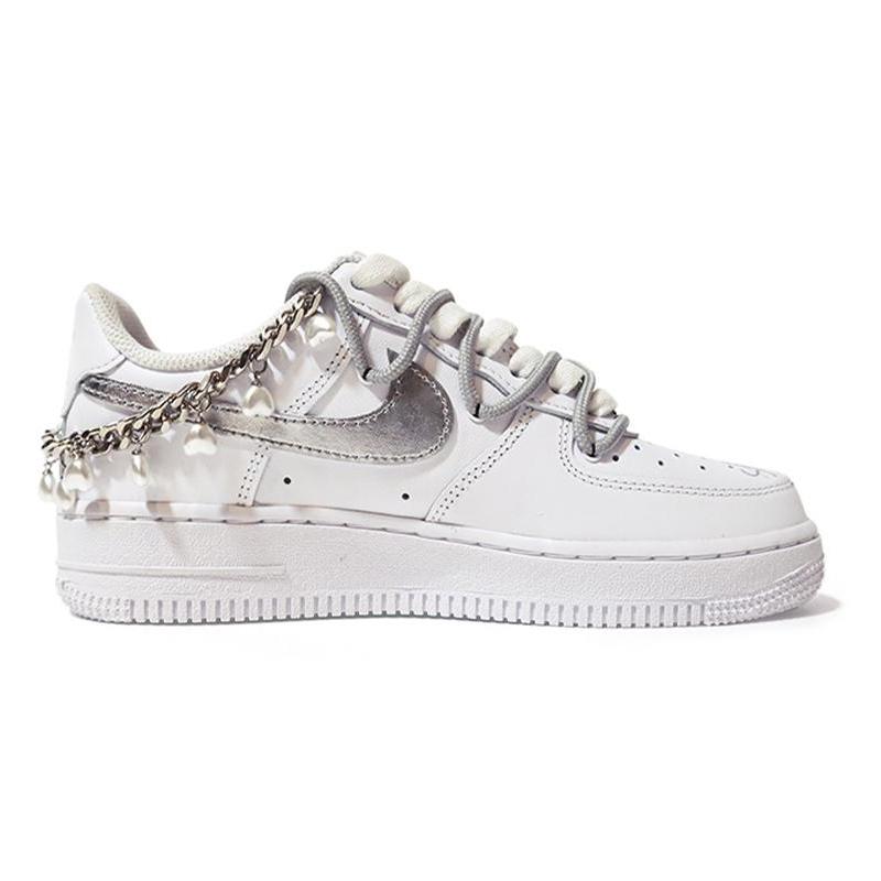 [Custom Women's denim patch is white and blue]  Air Force 1 Skateboarding Shoes Women's