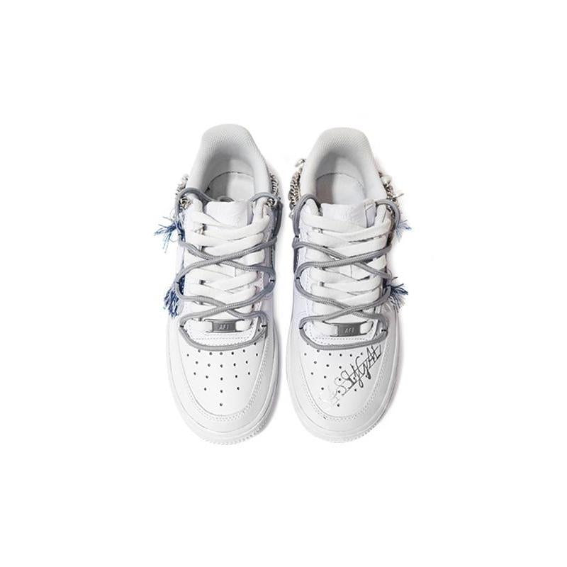 [Custom Women's denim patch is white and blue]  Air Force 1 Skateboarding Shoes Women's