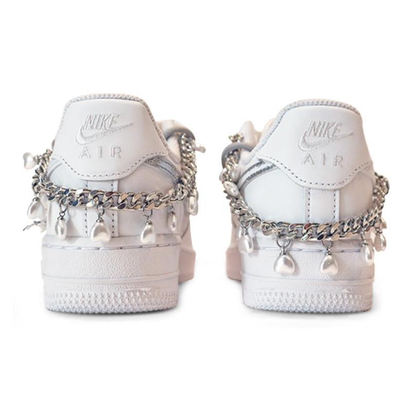 [Custom Women's denim patch is white and blue]  Air Force 1 Skateboarding Shoes Women's