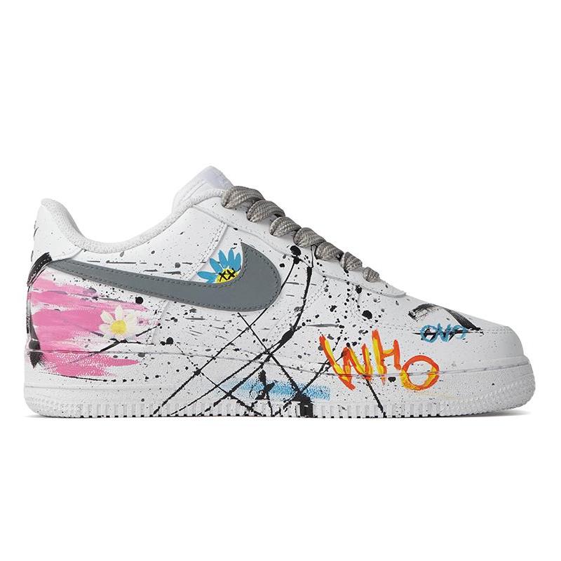 [Custom Women's low-top world sneakers]  Air Force 1 Skateboarding Shoes Women's Low-top White/Multicolor