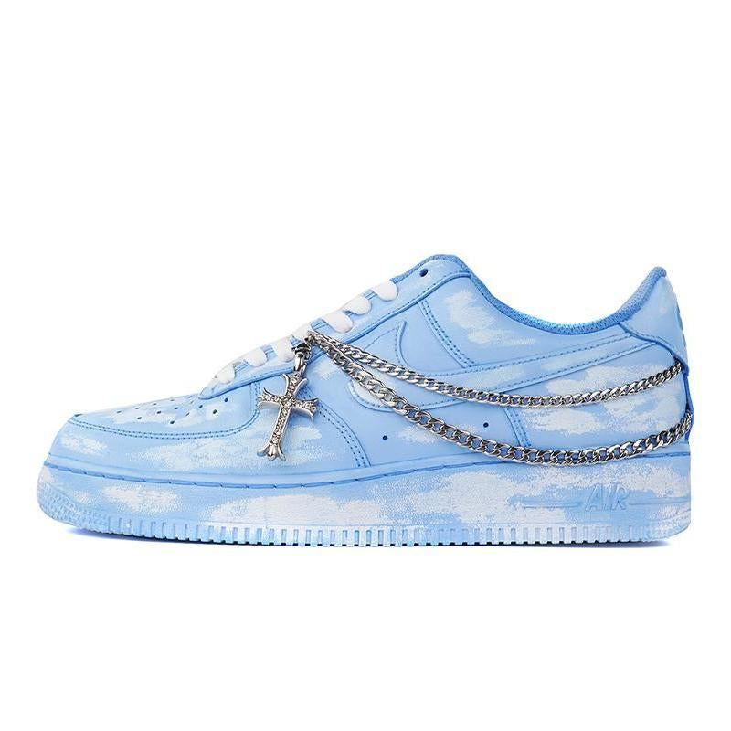 [Custom The women's chain is dyed blue]  Air Force 1 Skateboarding Shoes Women's