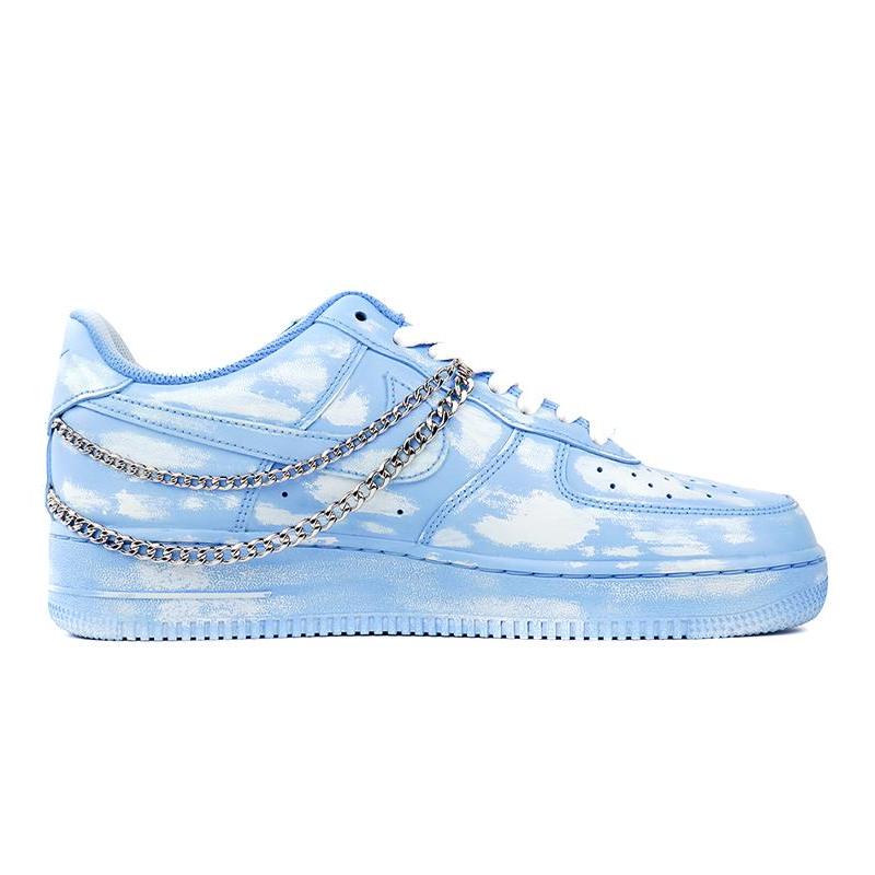 [Custom The women's chain is dyed blue]  Air Force 1 Skateboarding Shoes Women's