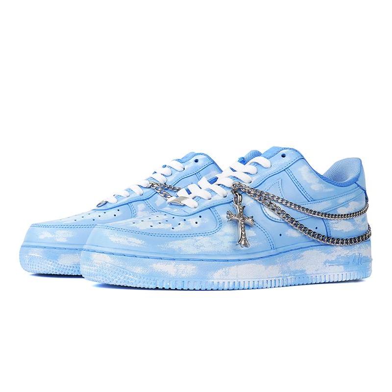 [Custom The women's chain is dyed blue]  Air Force 1 Skateboarding Shoes Women's