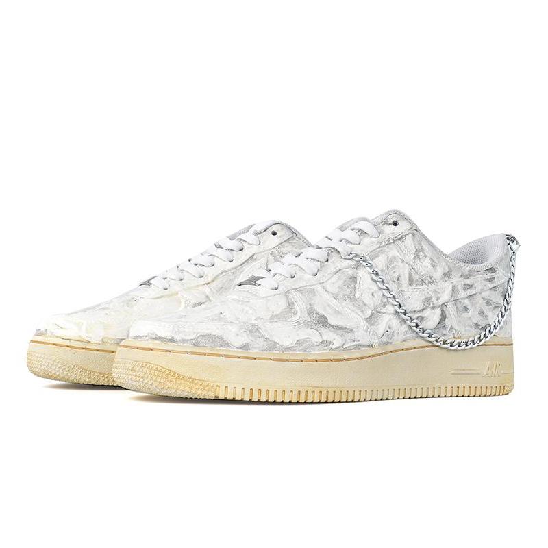 [Custom Female plaster hand] painted oxidized off-white]  Air Force 1 Skateboarding Shoes Women's