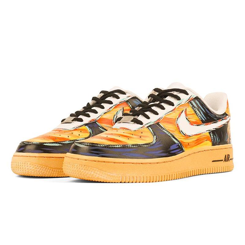 [Custom The women's color graffiti sneakers are yellow and black]  Air Force 1 Skateboarding Shoes Women's Low-top Yellow/black
