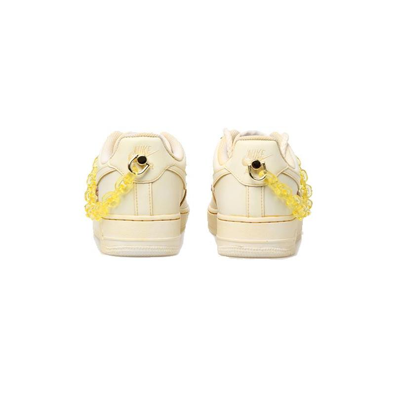 [Custom Women's dyed aged chain yellow]  Air Force 1 Skateboarding Shoes Women's Low-top Yellow