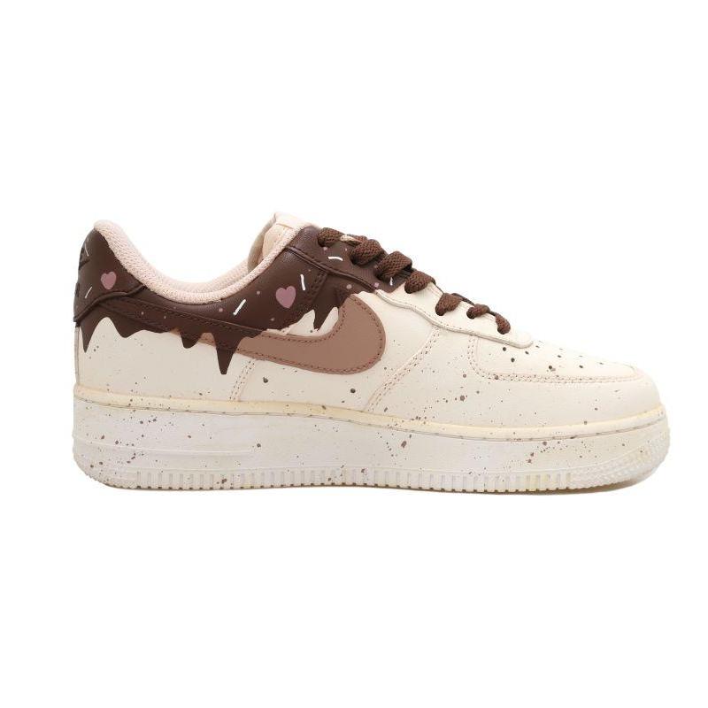 [Custom Chocolate girl]  Air Force 1 Skateboarding Shoes Women's Low-top Yellow/Brown