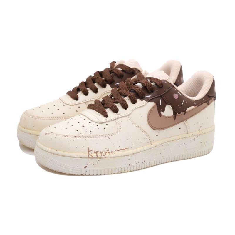 [Custom Chocolate girl]  Air Force 1 Skateboarding Shoes Women's Low-top Yellow/Brown