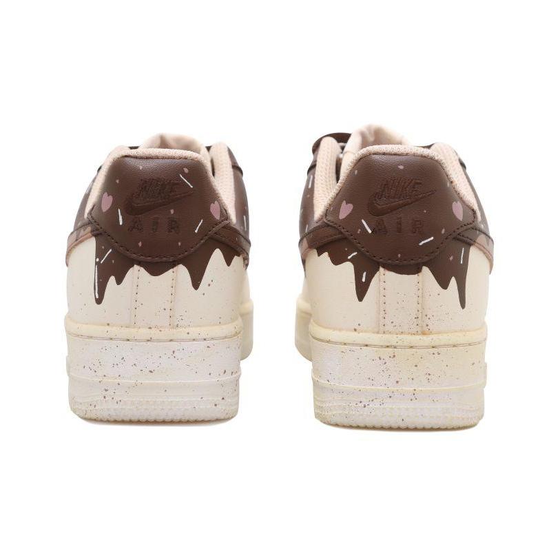 [Custom Chocolate girl]  Air Force 1 Skateboarding Shoes Women's Low-top Yellow/Brown