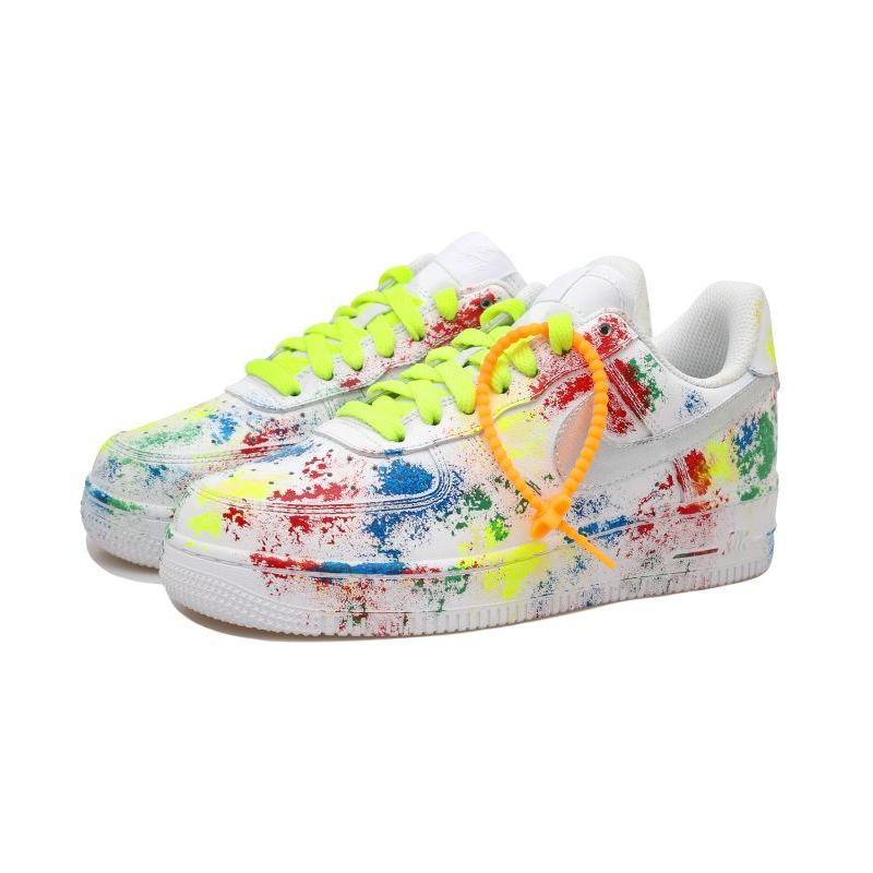 [Custom Colorful ink-splashing female]  Air Force 1 Skateboarding Shoes Women's