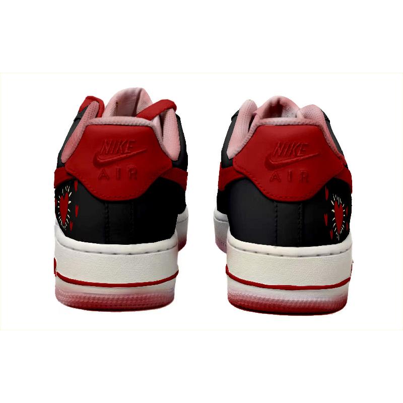 [Custom Love Song in New York]  Air Force 1 Skateboarding Shoes Women's Low-top White/Black/Red