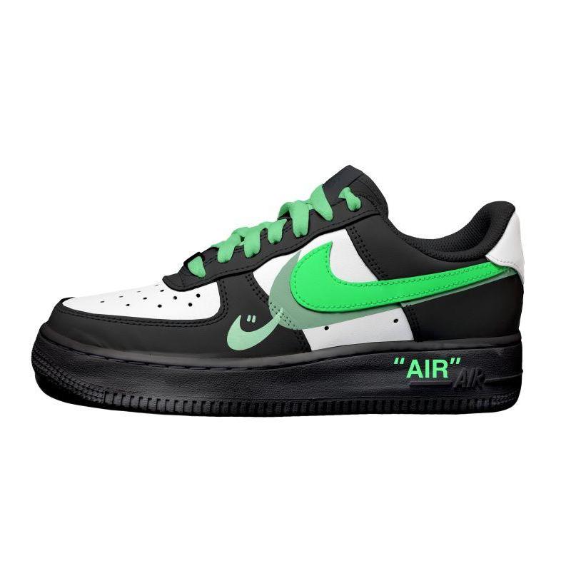 [Custom Green three-hooked female]  Air Force 1 Skateboarding Shoes Women's