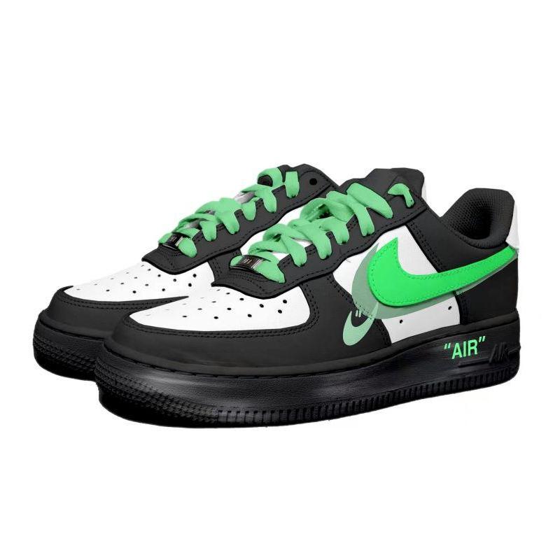 [Custom Green three-hooked female]  Air Force 1 Skateboarding Shoes Women's