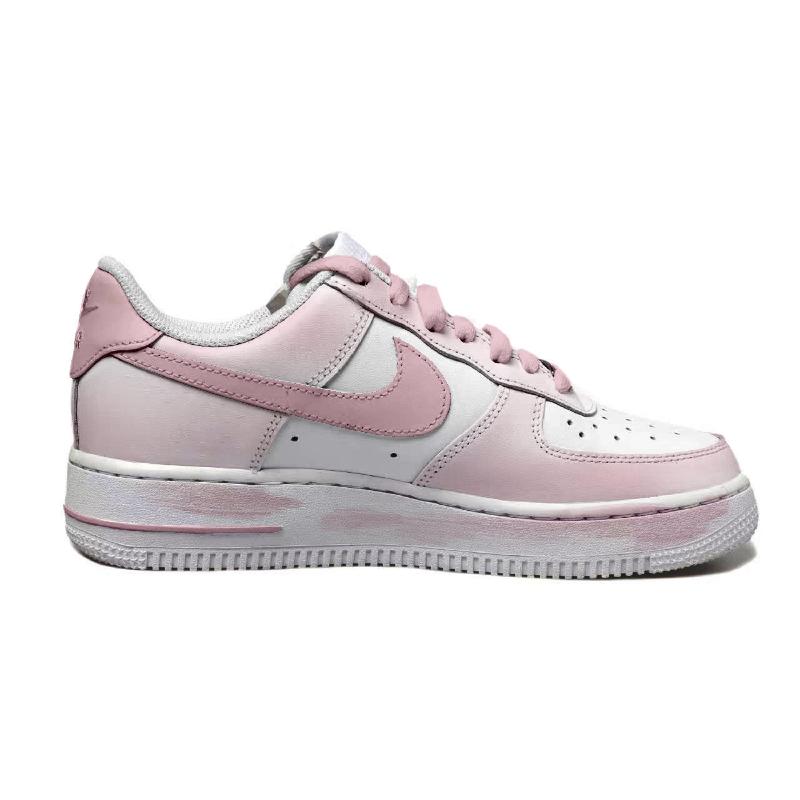 [Custom Strawberry milk Bear]  Air Force 1 Skateboard Shoes Women's Low-Top White/Pink