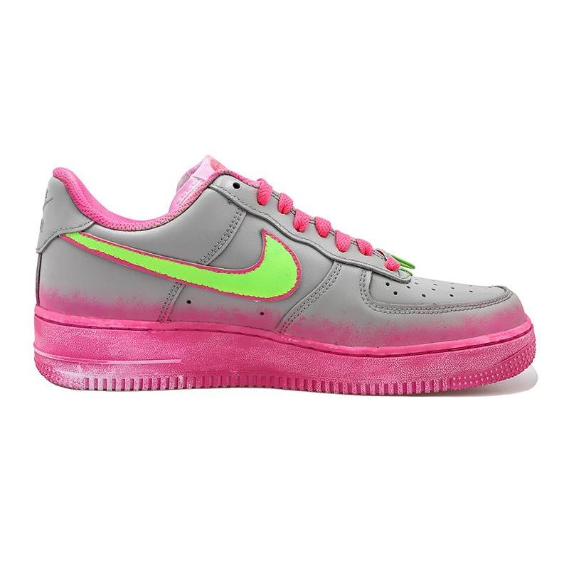 [Custom Fluorescent green powder core]  Air Force 1 Skateboarding Shoes Women's Low-top Heather Gray/Dusty Pink