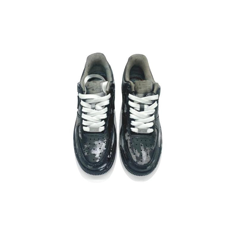 [Custom Women's style with aged scratches in black]  Air Force 1 Skateboarding Shoes Women's Low-top Black