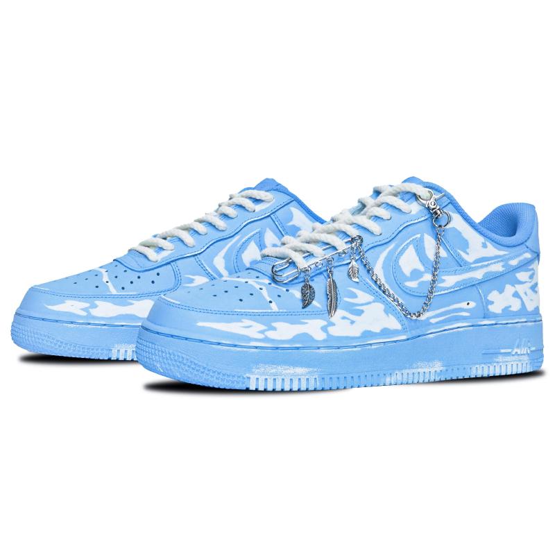 [Custom Women's dyed scratch-off bone pattern chain]  Air Force 1 Skateboarding Shoes Women's