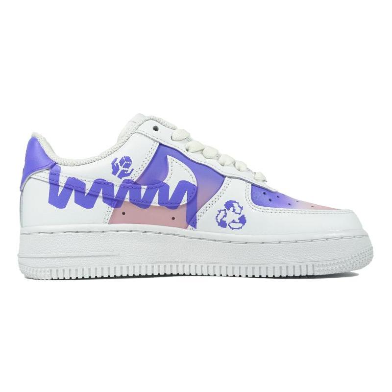 [Custom Gradual vapor wave]  Air Force 1 Skateboarding Shoes Women's Low-top Pink/white/purple