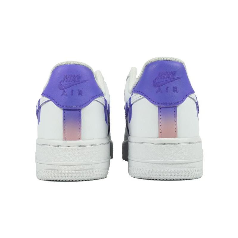 [Custom Gradual vapor wave]  Air Force 1 Skateboarding Shoes Women's Low-top Pink/white/purple