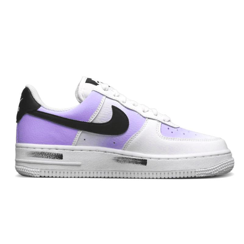 [Custom Black and Purple Heart Star]  Air Force 1 Skateboard Shoes Unisex Low-Top White/Black/Purple