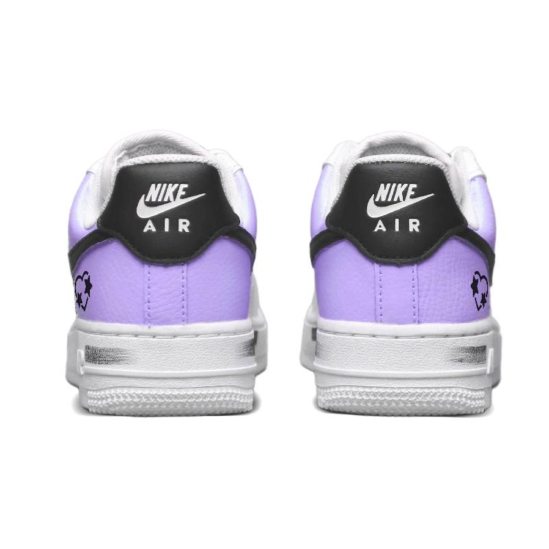 [Custom Black and Purple Heart Star]  Air Force 1 Skateboard Shoes Unisex Low-Top White/Black/Purple