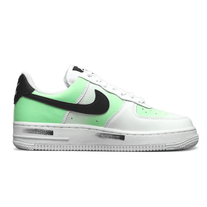 [Custom Black-green heart star]  Air Force 1 Skateboard Shoes Women's Low-Top White/Black/Green