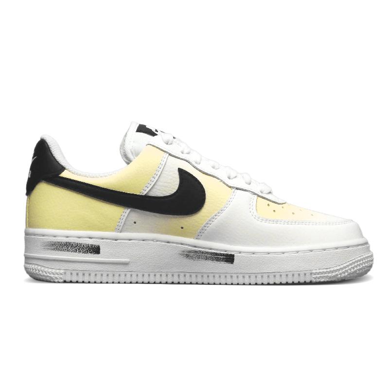 [Custom Black and yellow band-aids]  Air Force 1 Skateboard Shoes Women's Low-Top White/Black Yellow