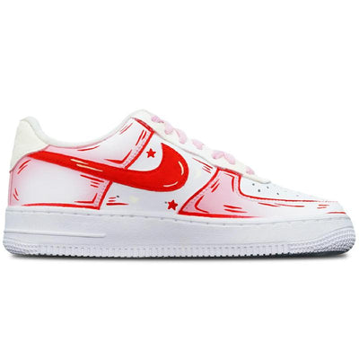 [Custom Golden heart-shaped wing]  Air Force 1 Skateboarding Shoes Women's Low-top Pink/white