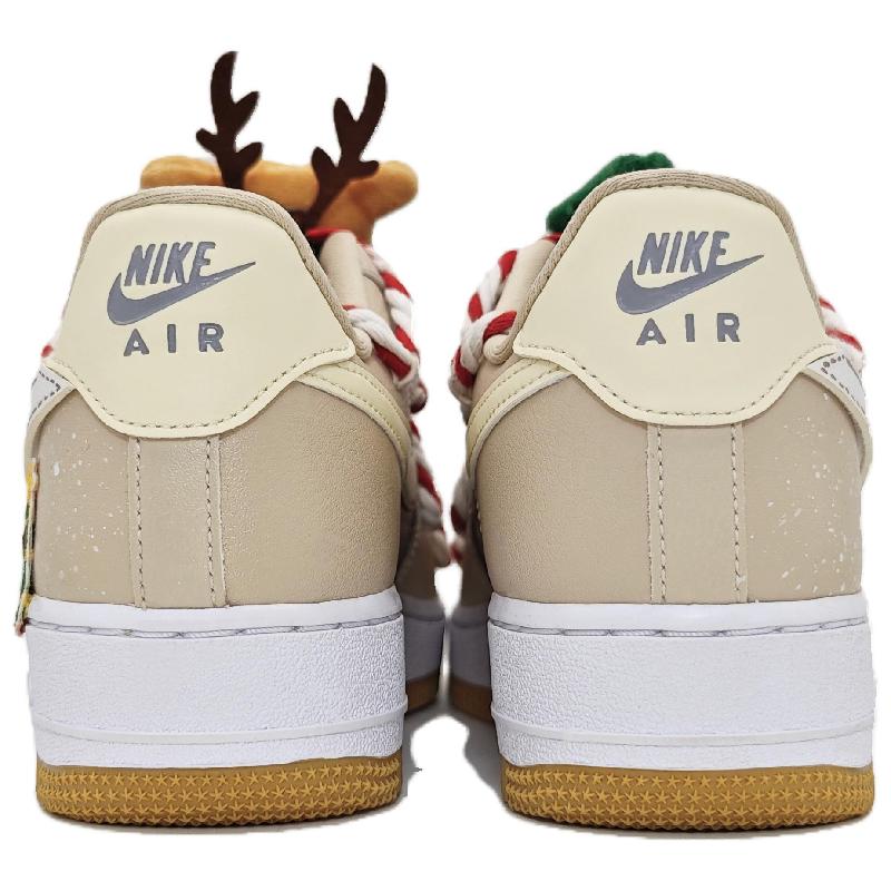 [Custom Christmas party]  Air Force 1 Skateboarding Shoes Women's Low-top Brown/brown/beige/red/green/white