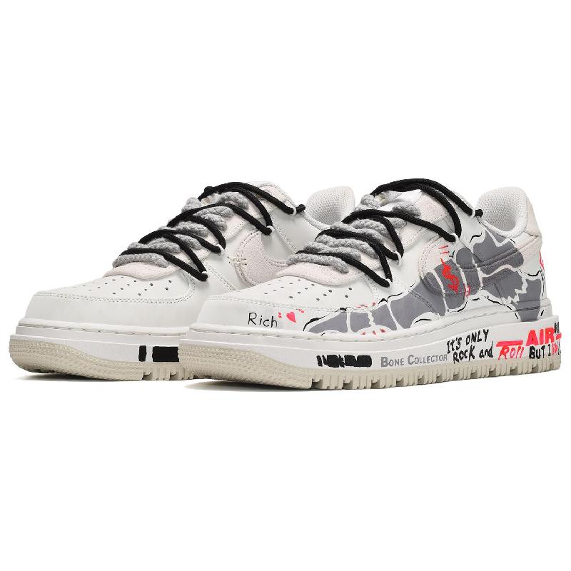 [Custom The symbols for men's money are black, gray and red]  Air Force 1 Skateboarding Shoes Men